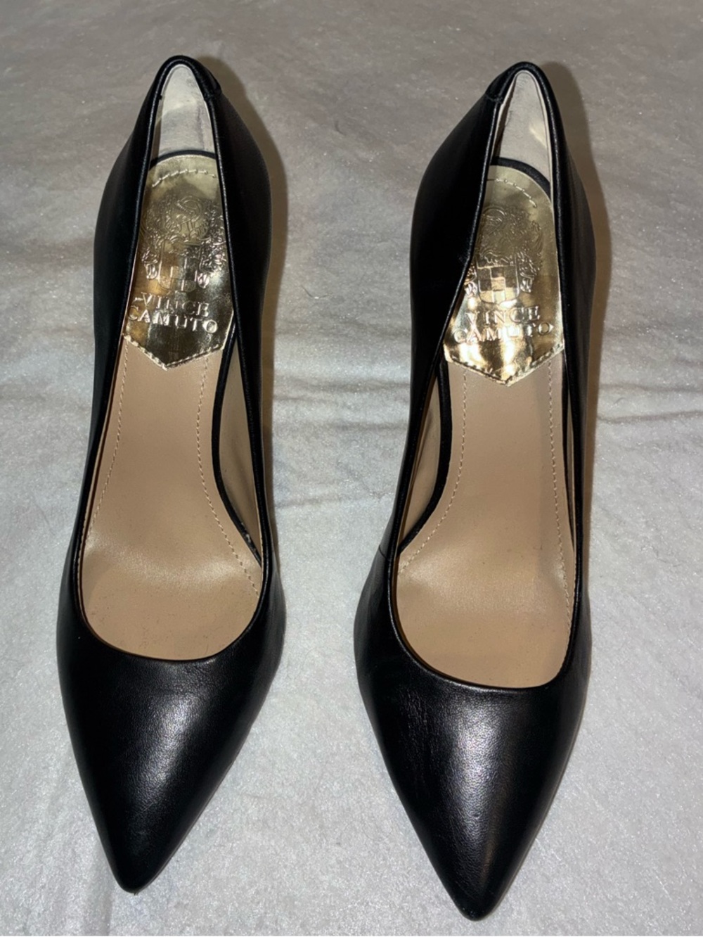Vince Camuto Black Pointed-Toe Leather Pumps